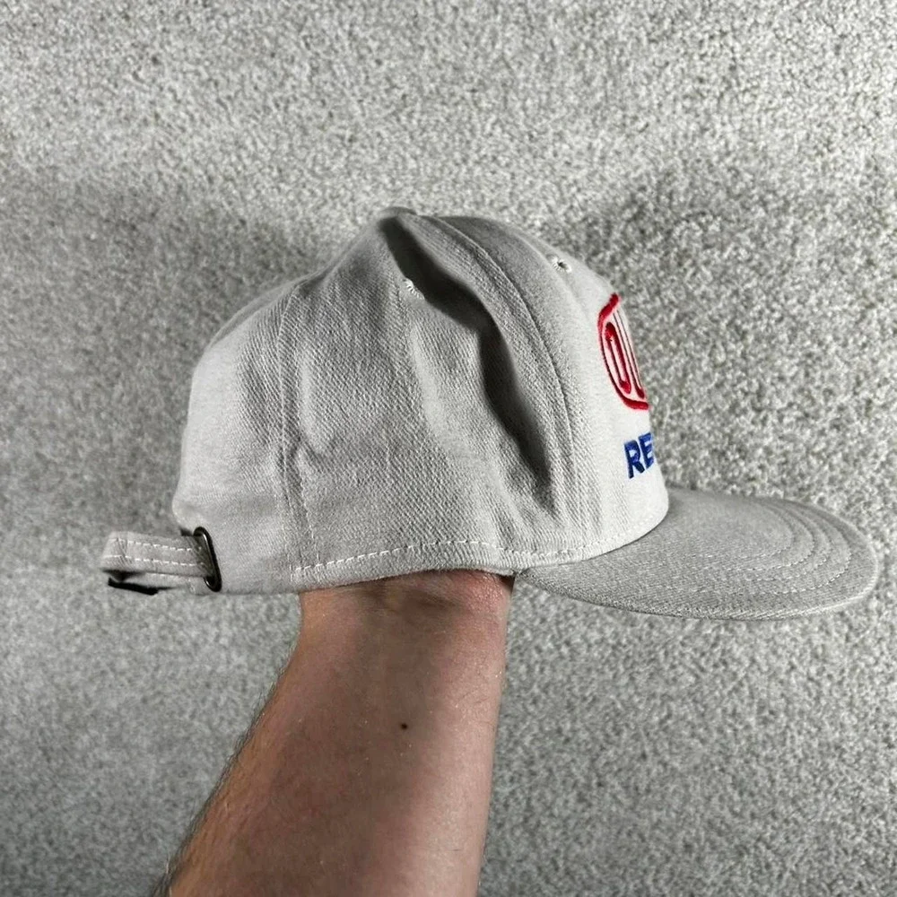 Vintage 90s DuPont racing grey/cream wool strap back hat cap by AJD